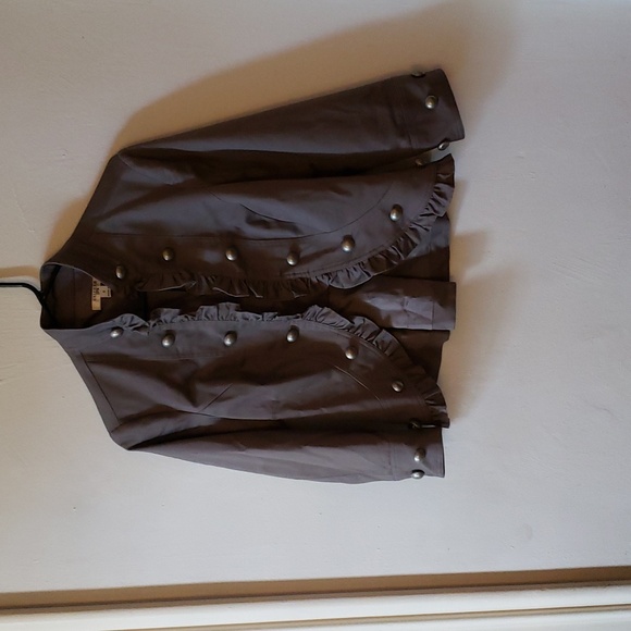 Uniform JPR | Grey Ruffled Open-Front Blazer | S - Picture 1 of 3